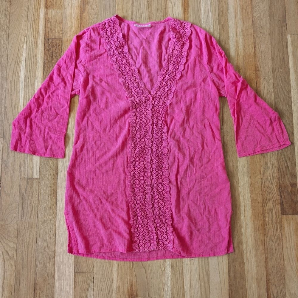 La Blanca Hot Pink tunic swimsuit cover up